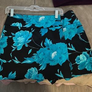 Cache Black and Turquoise Floral Skort